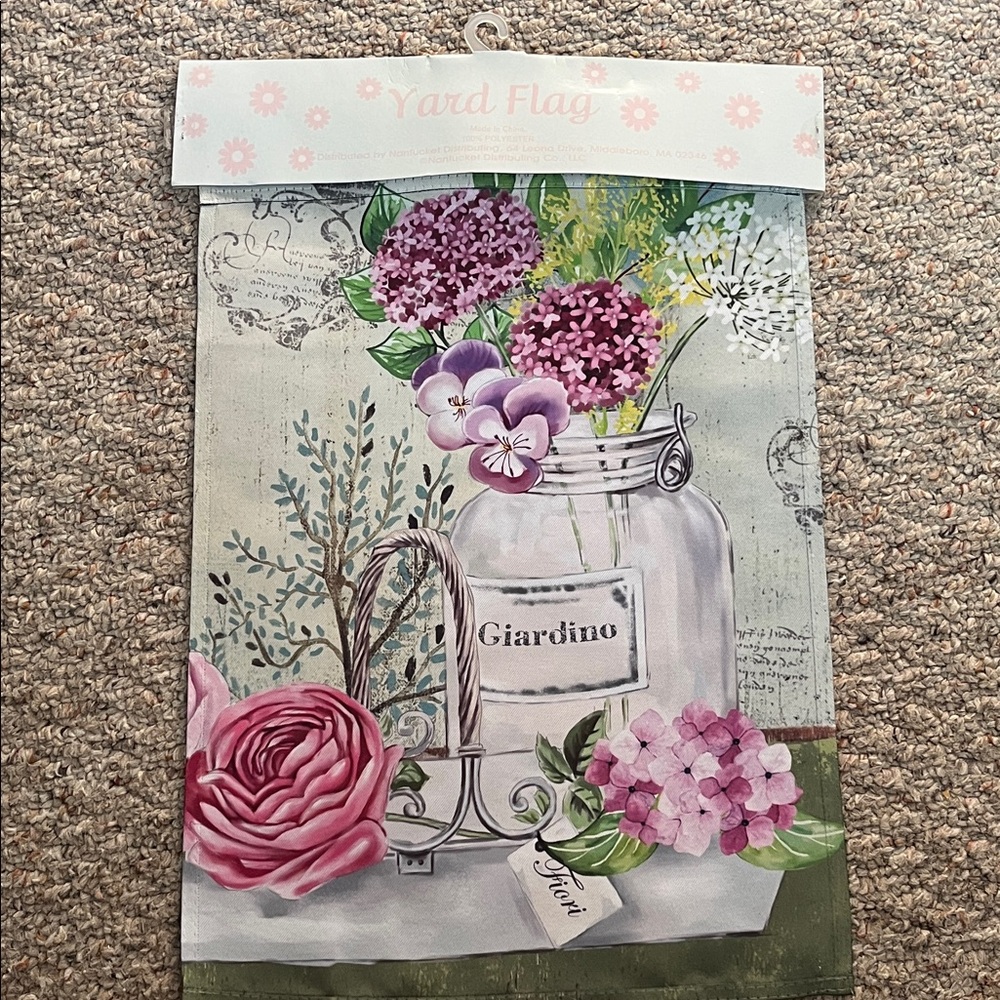 New Floral Yard Flag with Mason Jar Design